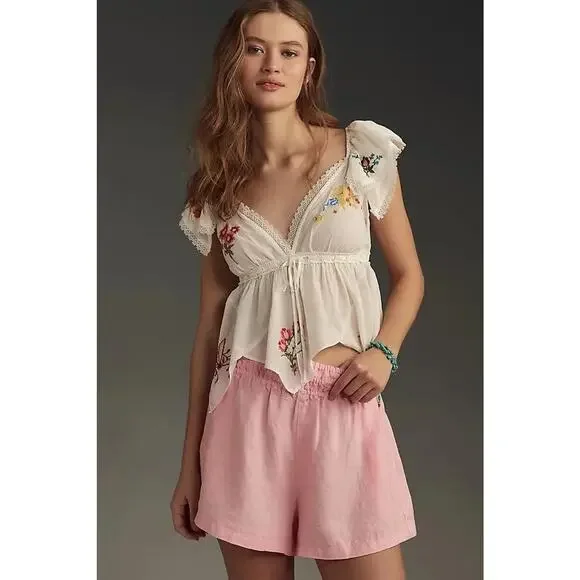 Anthropologie the Somerset Shorts Linen Edition in Pink - Large - Picture 3 of 7